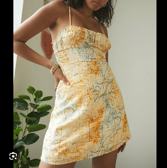 Urban Outfitters By The Sea Map Print Mini Dress Size XS | Summer - Picture 1 of 9